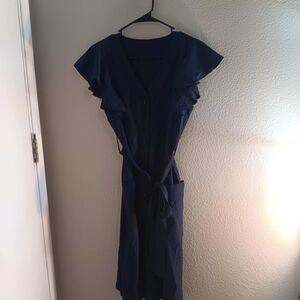 Elegant Navy Blue Ruffle Dress